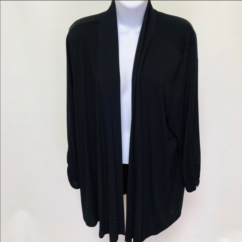 Chicos Black Bracelet Sleeve Cross Back Cardigan
